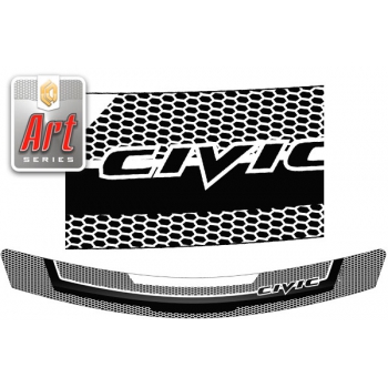 Дефлектор капота Honda Civic седан (Серия "Art" серебро) (2006-2011)