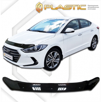 Дефлектор капота Hyundai Elantra (Серия "Хром" серебро) (2016)