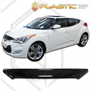 Дефлектор капота Hyundai Veloster (Серия "Хром" серебро) 