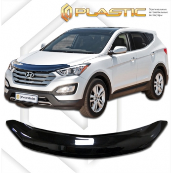 Дефлектор капота (exclusive) Hyundai Santa Fe (Серия "Хром" серебро) 