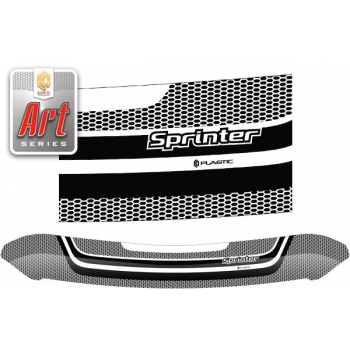 Дефлектор капота Mercedes-Benz Sprinter 2014 (Серия "Art" черная)
