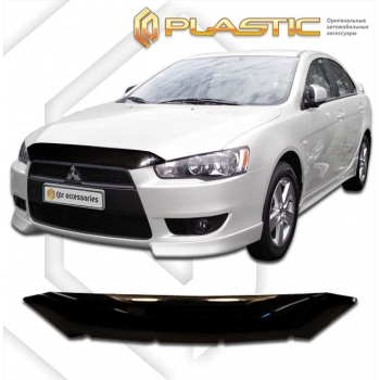 Дефлектор капота Mitsubishi Lancer 2007 2008 2009 (Серия "Хром" серебро)