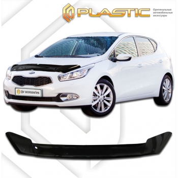Дефлектор капота Kia Ceed 2012-2016 (Серия "Хром" серебро)