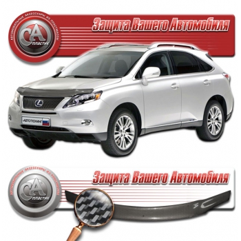 Дефлектор капота Lexus RX 2009-2015 (Шелкография "карбон" серебро)