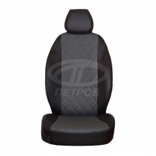 "Орегон РОМБ" Renault Duster (06.2015-н.в.) 2/3, +airbag, №2; черный-серый; экокожа