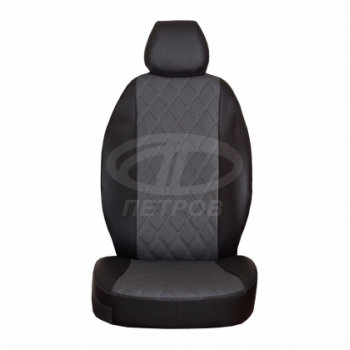 "Орегон РОМБ" Renault Duster (06.2015-н.в.) 2/3, +airbag, №2; черный-серый; экокожа